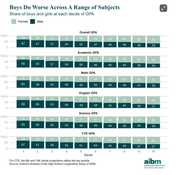Мальчики показывают худшие результаты по целому ряду предметов - American Institute for Boys and Men